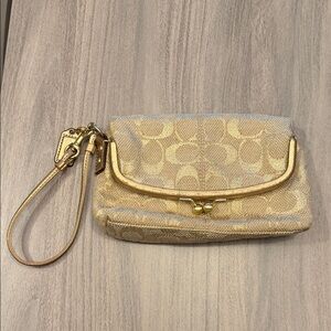Coach Metallic Gold Signature Wristlet Clutch
